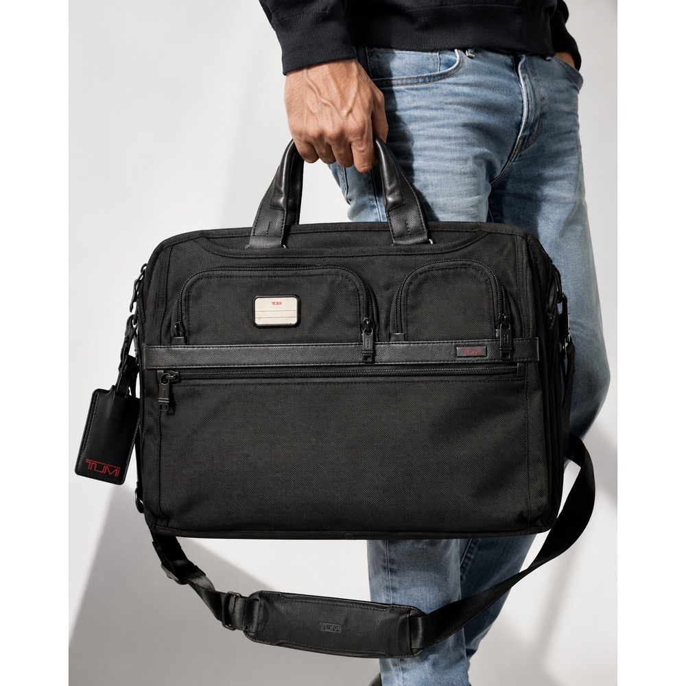 Tumi Alpha Ballistic Nylon Slim Deluxe Portfolio Briefcase Black Mens